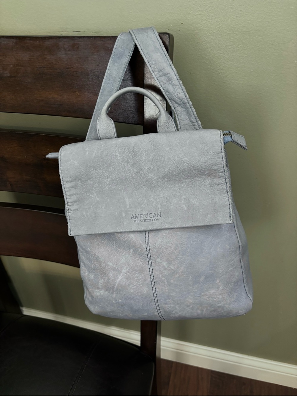 American Leather Co. Liberty Backpack Buttery Soft Smooth Light Blue Shade